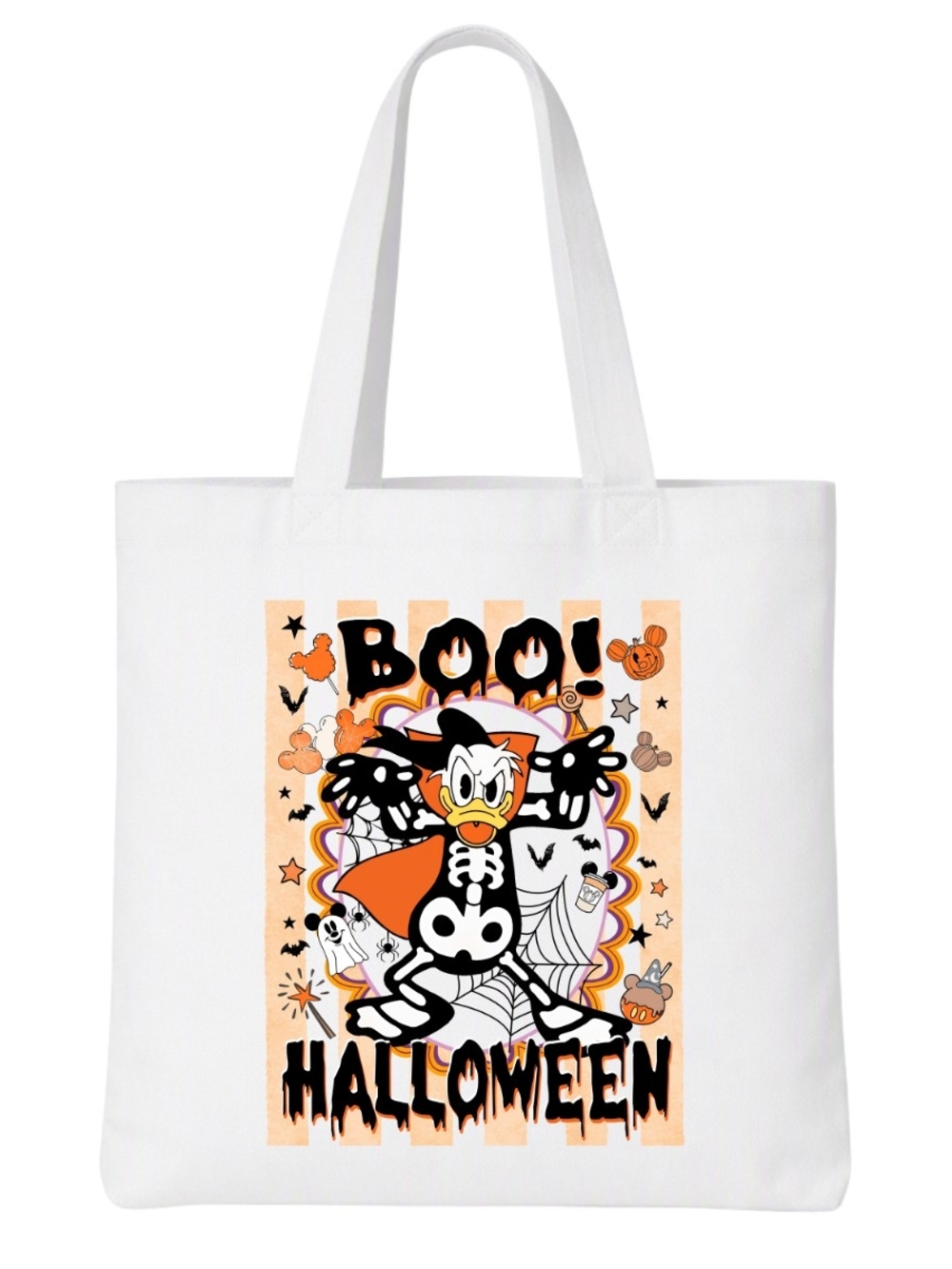 Halloween Donald Duck Graphic Tote Bag - White